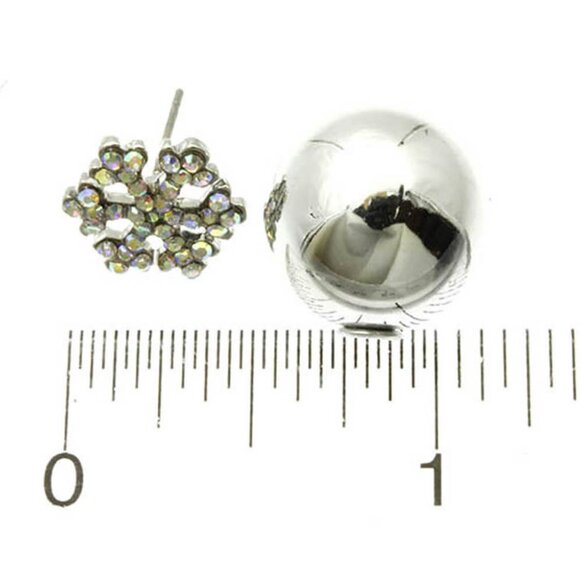 Reversible Crystal Cross and  Heart Snowflake Stud Earrings Set - Picture 6 of 7